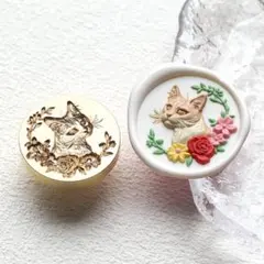 ネコ(リースB) 30mm シーリングスタンプ ヘッド