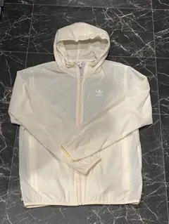 adidas フード付きナイロンジャケット ホワイト