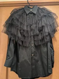 COMME des GARCONS チュールフリル長袖シャツ ブラック Sのサムネイル