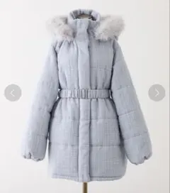 NICE CLAUP フード付きミドルフェイクダウンコート Sサイズ