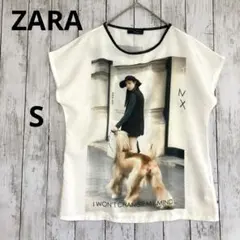 【ZARA】ザラ　W＆Bコレクション　ビックプリント半袖Tシャツ　白黒S　犬