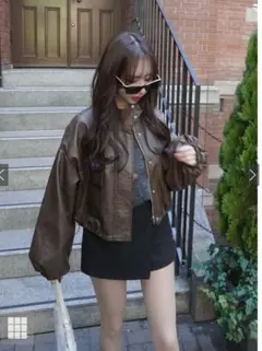 M様専用GRL スタンドカラーレザーブルゾン【al251】