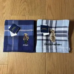 【未使用品】 ポロラルフローレン ポロベア チェック ハンドタオル 2枚セット