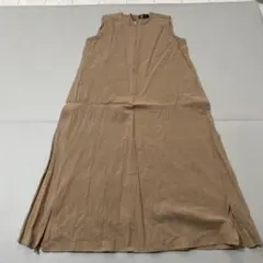 ノースリーブワンピース キャメル　綿麻混合