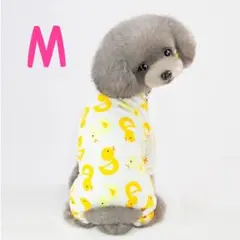 Mサイズ 犬服 猫服 ひよこ柄 ロンパース つなぎ