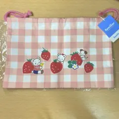 【新品】familiar ランチ巾着ファミちゃんリアちゃん柄ピンクチェック