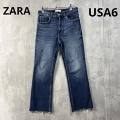 ZARA ザラ　ストレッチ　デニムパンツ　カットオフ　切りっぱなし　ブルー