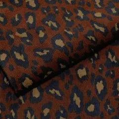 幅110×50cm●布 ヒョウ柄 コーデュロイ 細コールテン レッドブラウン赤茶