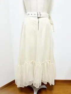jouetie アイボリー　オフホワイト　ロングフリルフレアスカート