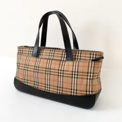 バーバリー ノバチェック シャドーホース 自立ハンドバッグ キャンバス　横長