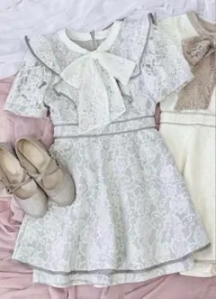evelyn エブリン 半袖レースロンパース アイスグレー IGY
