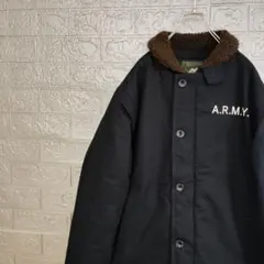 海外製N1デッキジャケットARMYアーミー美品古着ミリタリーボアブルゾン