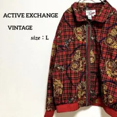 【ヴィンテージ】古着 ナイロンジャケット 総柄 マルチカラー レトロ y2k L