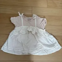 petit main フリル付き半袖ワンピース