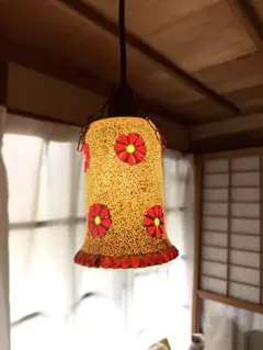 昭和レトロ　ペンダントライト　ガラス製　花柄　北欧スタイル　デッドストックのサムネイル
