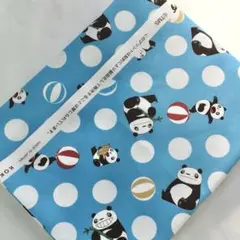 パンダコパンダ オックス生地 水色 ブルー はぎれ ハギレ キャラクター生地 布