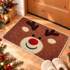 クリスマス 玄関マット トナカイ 北欧 ブラウン かわいい 室内 インテリア 冬