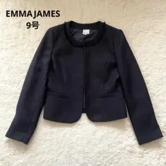 EMMAJAMES ノーカラージャケット　ツイード　ネイビー　9号　セレモニー