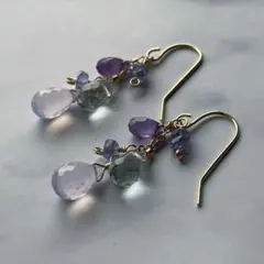 115. 紫陽花 カラー ピアス スコロライト アクアマリン タンザナイト