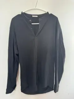 UNIQLO ヘンリーネック ワッフル長袖シャツ ブラック