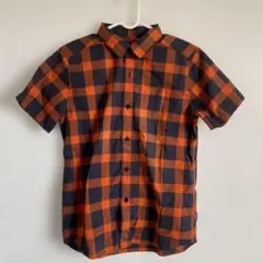 patagonia 半袖シャツ boysXL (14) オレンジと紺のチェック