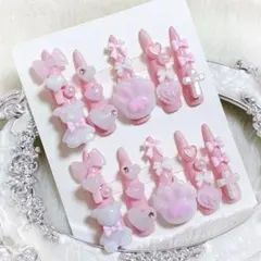 ネイルチップ ピンク 量産型 ゴテゴテ 平成女児 地雷