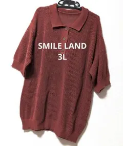 SMILE LAND メッシュ編みポロシャツ 3L 五分袖 ニット大きいサイズのサムネイル
