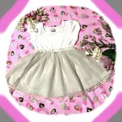《美品》プティマイン半袖チュールワンピース90㎝オフホワイト女の子プリンセス