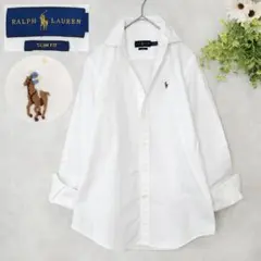 ラルフローレン オックスフォード スリムフィット 長袖シャツ ボタンダウン 白