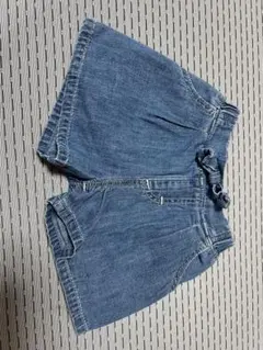 EDWIN デニムハーフパンツ ウエストリボン付き