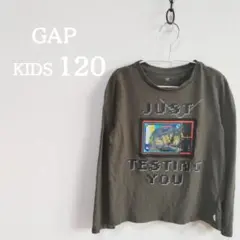 ギャップ 恐竜 ダイナソー プリント 長袖 カットソー Tシャツ 120 カーキ