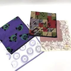 花柄・幾何学模様ハンカチ4枚セット M211