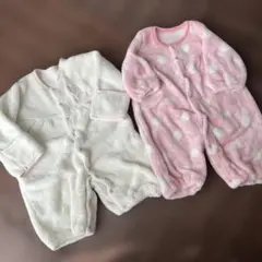 ベビー もこもこ ロンパース　カバーオール 2枚セット 50〜60cm