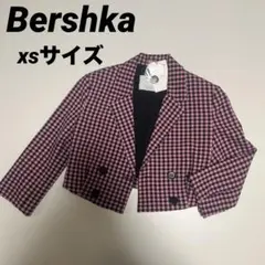 ベルシュカ ピンクと黒のチェック柄 テーラードジャケット