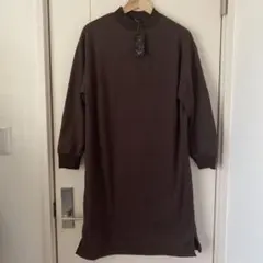 新品 しまむら 裏ボア 長袖 ワンピース M ブラウン 茶