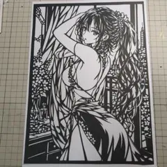 オリジナルキャラ 切り絵 アート 可愛い女の子