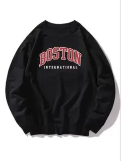 ボストン国際プリント ブラックスウェット Tシャツ