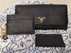 極美品★プラダ 長財布 サフィアーノ メタル NERO メタルロゴ ロゴ金金具