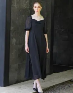 Acka. ブラックパーティードレス Acka.（エーシーケーエー）sheer over one-piece（ブラック/2