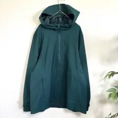 【美品】UNIQLOブロックテックパーカー 防水加工　XL ダークグリーン 人気