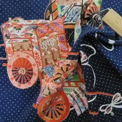 １９０cm　御所車　正絹　着物生地　ハギレ　古布　リメイク材料