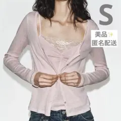 ZARA レーストップコントラストジャケット ピンク色 S - メルカリ