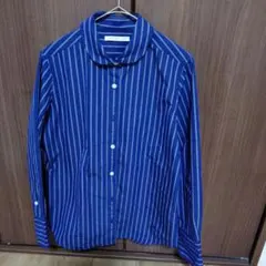 【CROCODILE CODE】 ストライプ　 長袖シャツ　ネイビー