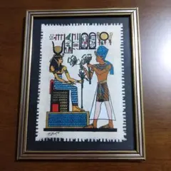 エジプト　パピルス絵画　アート民芸品　ピラミッド古代象形文字