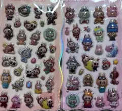 ラブブ　3D ぷっくり立体 ボンボンドロップシール オーロラシール 6枚セット