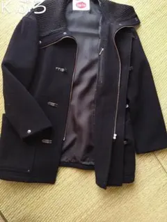 古着 '90s　ウールハーフコート　黒【 Chipp Club 】防寒＆おしゃれ