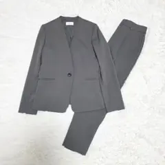 極美品✨プラステ セットアップ ノーカラー ジャケット パンツ 濃グレー XS