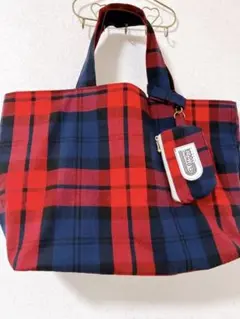 handmade⭐︎くったりリネンのマチたっぷりビッグトートバッグ⭐︎タータン