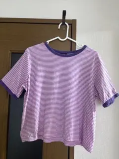 merlot メルロー　ボーダー 半袖 Tシャツ パープルのサムネイル