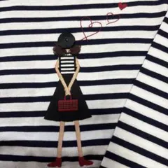 familiar ストライプ刺繍長袖カットソー 140